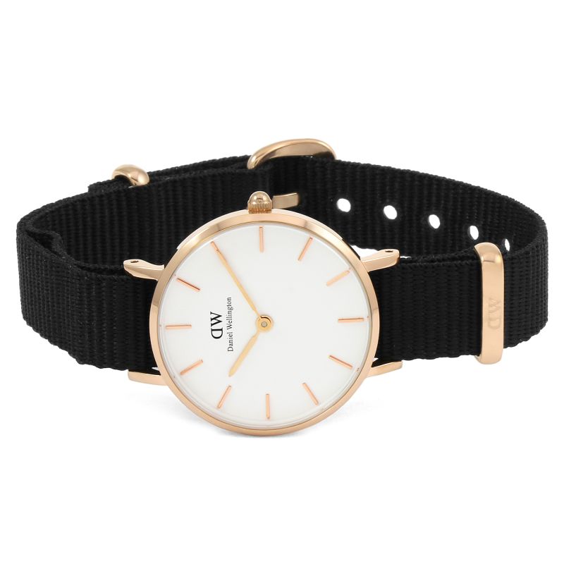 Daniel Wellington Petite Cornwall 28mm Rose Gold With Dial Black Canvas Watch DW00100251 - David Cullen Jewellers %