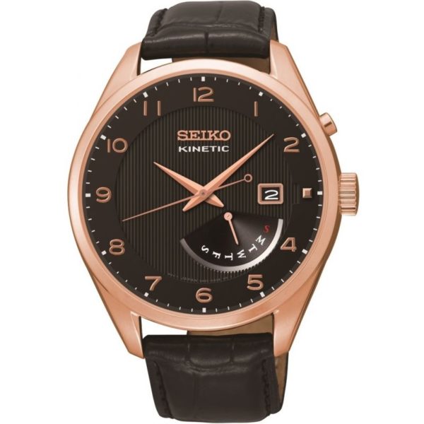 Seiko Gents Rose Gold Case Kinetic Automatic Movement With Brown Leather  Strap SRN054P1 - David Cullen Jewellers % %
