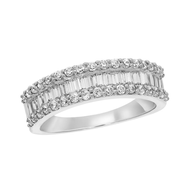 18CT WHITE GOLD 100PTS BAGUETTE AND ROUND CUT DIAMOND ETERNITY RING 9345R100-18W