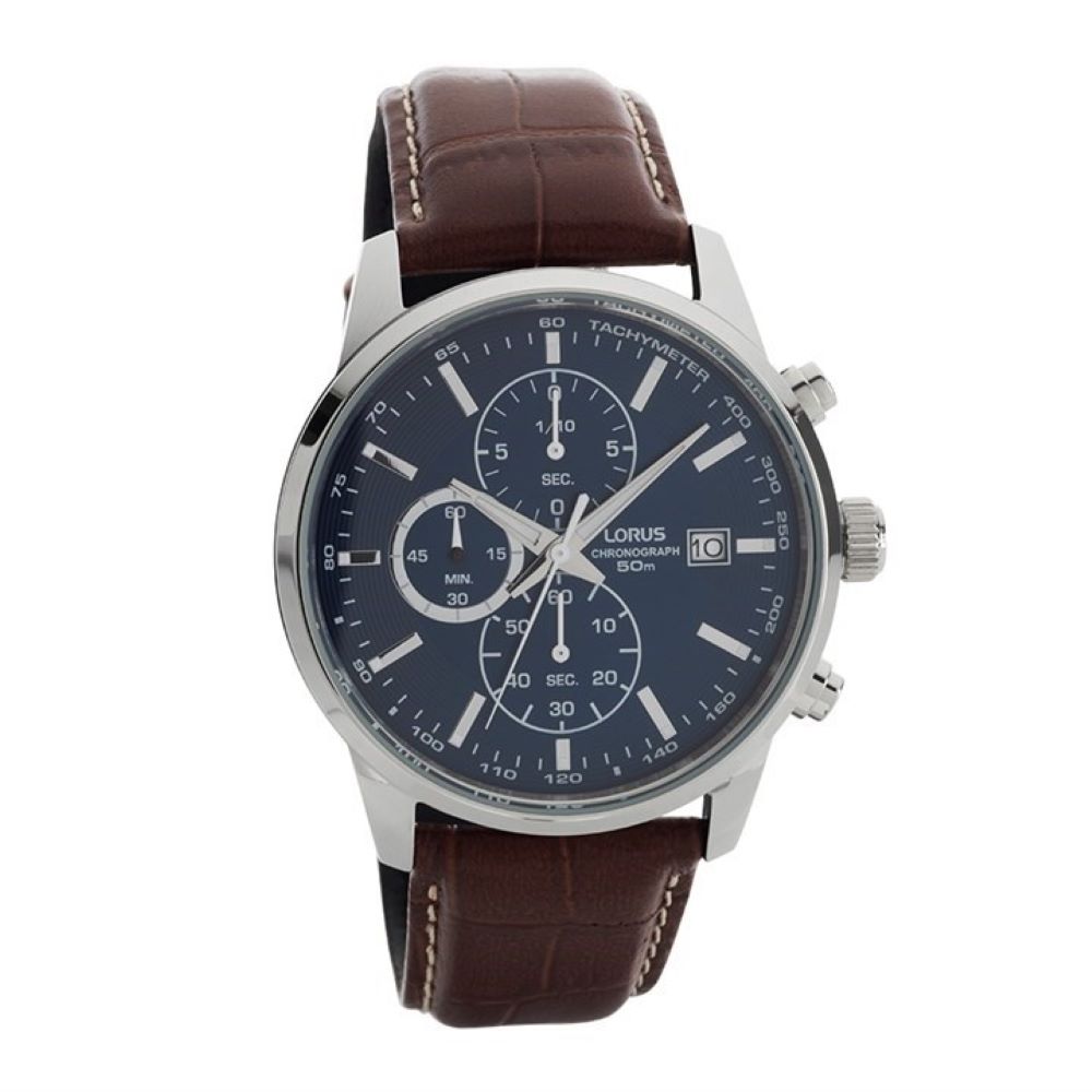 Lorus Gents Steel Case Chronograph Dial Leather Strap Watch RM337DX9 -  David Cullen Jewellers % %