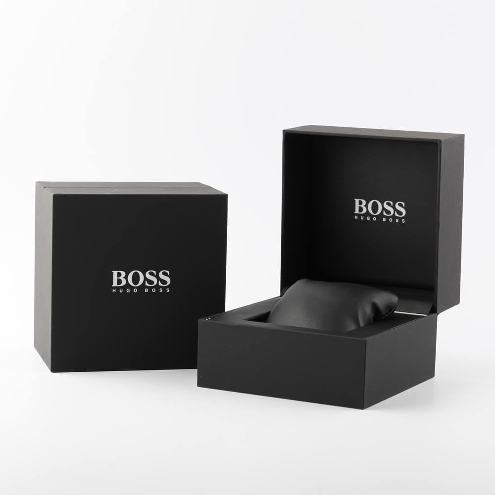 Hugo Boss Mens Troper Bracelet Dark % Watch - David Cullen 1514059 Gold Dial Chronograph Jewellers Plated 